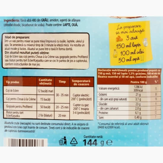 Mix pentru eclere, choux à la creme, profiterol sau karpatka 144g