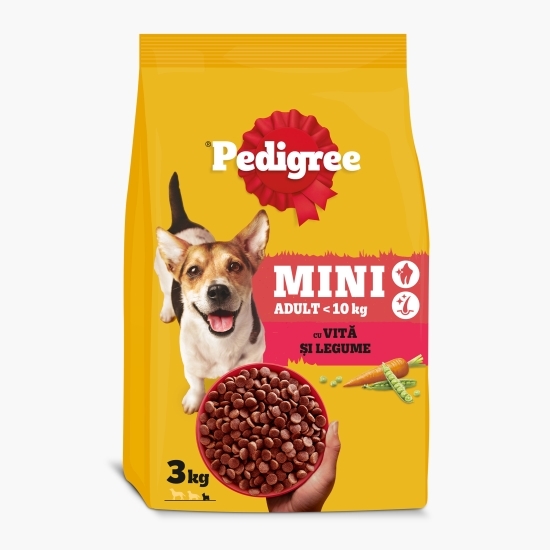 Hrană uscată pentru câini adulți de talie mică, 3kg, Mini cu vită și legume