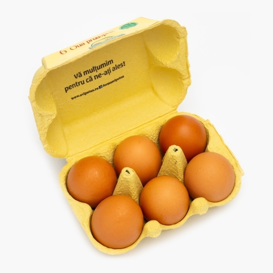 Ouă proaspete de la găini crescute la sol, mărimea L, 6 buc