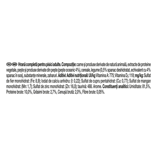 Hrană umedă pentru pisici, 85g, Dublă Savoare cu pește oceanic și spanac în sos