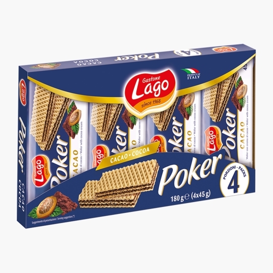 Napolitane cu umplutură de cacao Poker, 4x45g