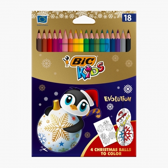 Creioane colorate Kids Evolution ediție de Crăciun 18 buc