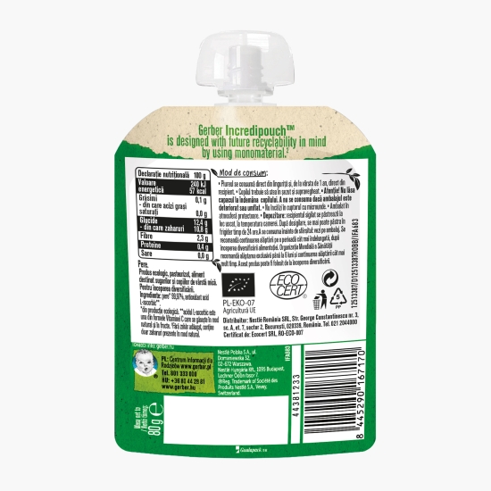 Piure ecologic de pere, +4 luni, 80g