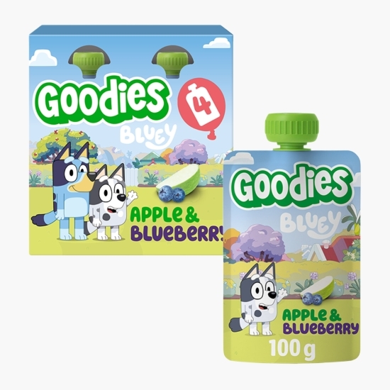 Piure de măr și afine Bluey, +3 ani, 4x100g