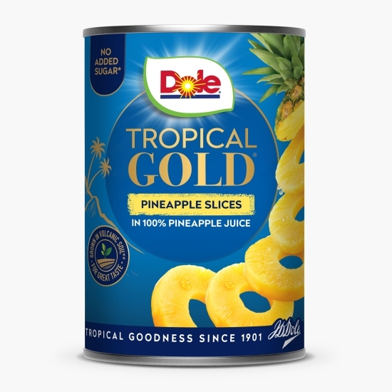 Ananas rondele, în suc propriu, Tropical Gold, conservă 567g