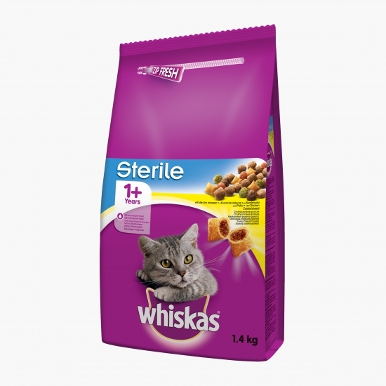 Hrană uscată pentru pisici sterilizate adulte, 1.4kg, cu pui
