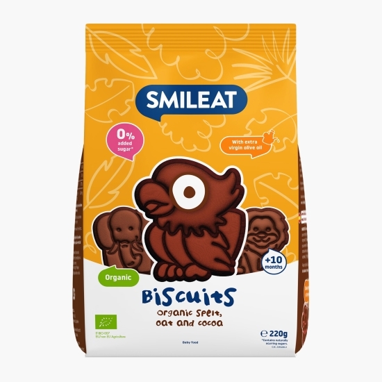 Biscuiți eco în formă de animăluțe, din grâu spelta și cacao, +10 luni, 220g