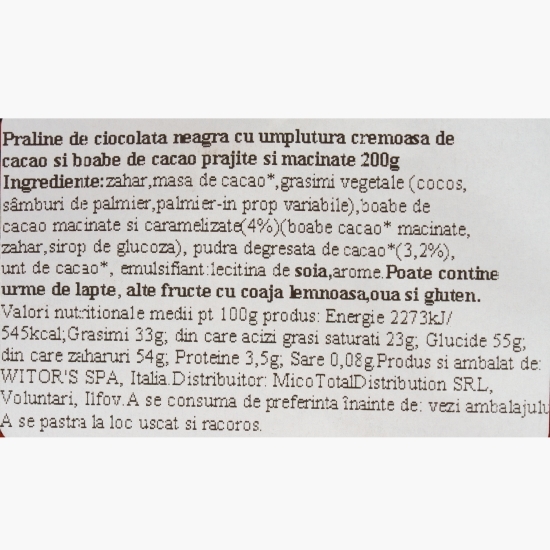 Praline de ciocolată neagră cu bucățele de cacao Noir 200g