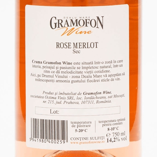 Vin rose sec Merlot, 14.2%, 750ml