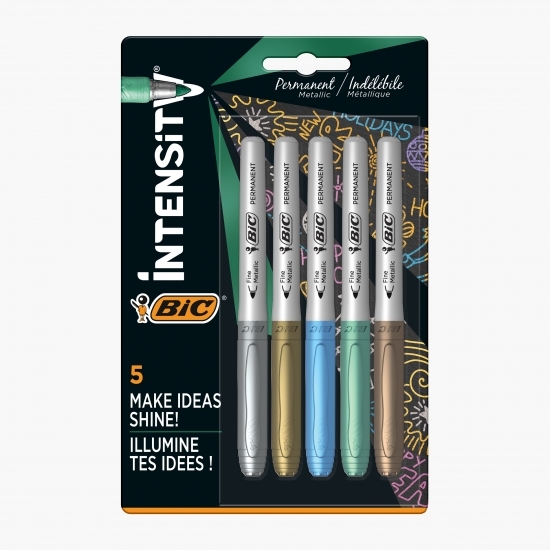 Set 5 markere permanente colorate metalice