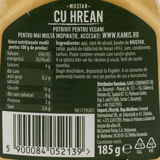 Muștar cu hrean 185g