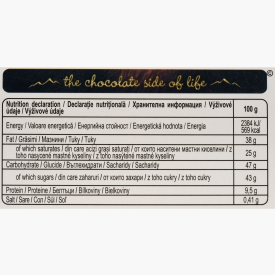 Ciocolată albă cu caramel cu alune de pădure întregi caramelizate 100g