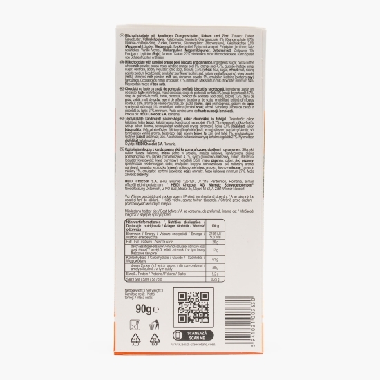 Ciocolată cu lapte cu portocală, biscuiți și scorțișoară 90g