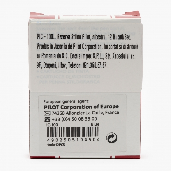 Rezerve pentru stilou, 12buc/set, albastru