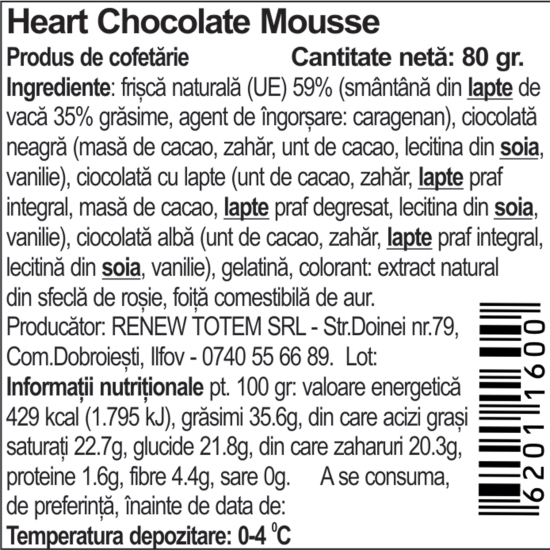 Mousse inimă ciocolată 80g