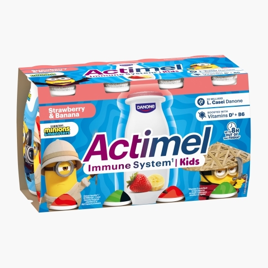 Iaurt de băut cu căpșuni și banane 8x100g
