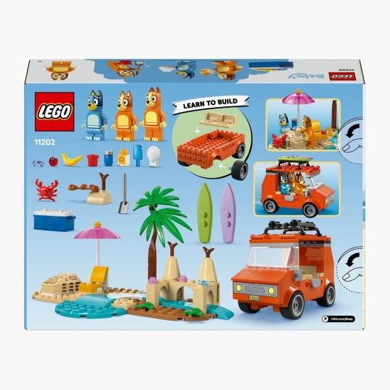 Călătoria familiei lui Blue cu mașina la plajă, 11202 Bluey, 133 piese, +4 ani