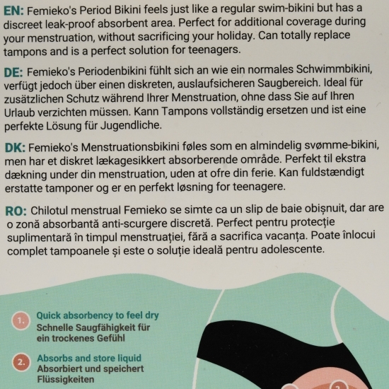 Bikini menstruali înot, mărimea S, negru