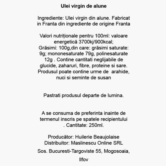 Măslinescu - Ulei virgin de alune de pădure 250ml