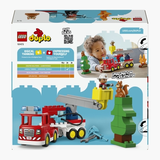 Camion de pompieri cu furtun și pompier, 10473 Duplo, 28 piese, +2 ani