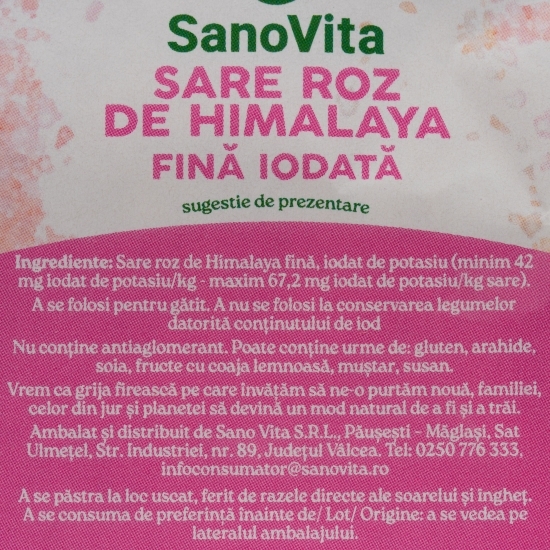 Sare roz de Himalaya fină iodată, 500g