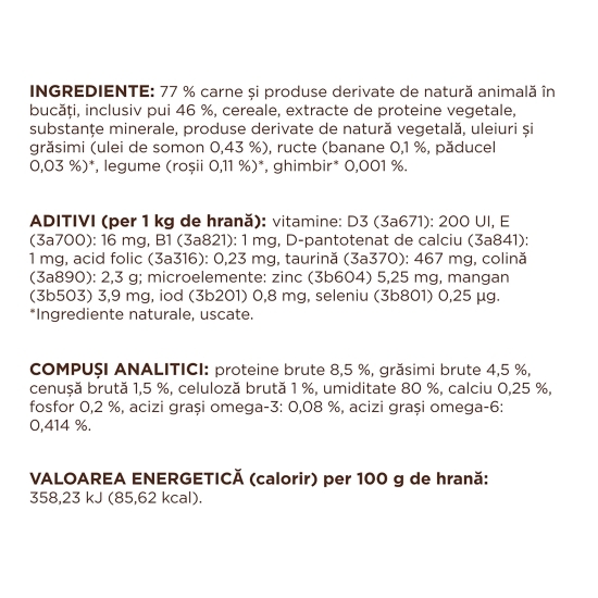 Hrană umedă completă pentru pisici adulte Hairball Control, cu pui în sos, 80g