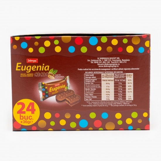 Biscuiți de cacao cu cremă de cacao 864g (24x36g)