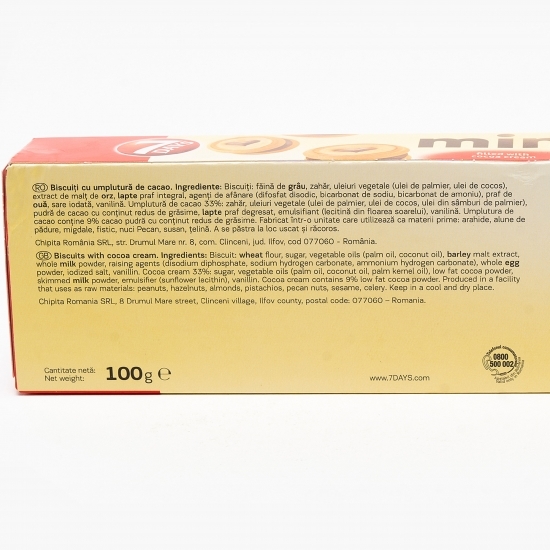Mini biscuiți cu umplutură de cacao 100g