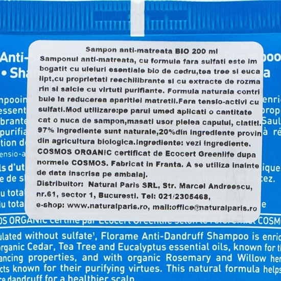 Șampon bio anti-mătreață 200ml