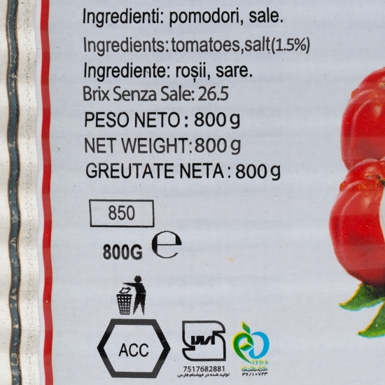 Pastă de tomate 28-30%, 800g