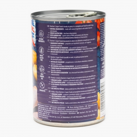 Hrană umedă pentru câini, 400g, Super Foods pui și legume