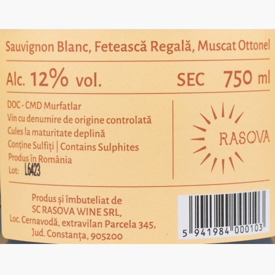 Vin alb sec Sauvignon Blanc & Fetească Regală & Muscat Ottonel, 12%, 0.75l