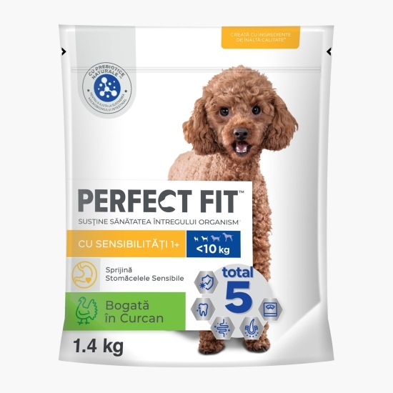 Hrană uscată pentru câini adulți de talie mică, 1.4Kg, Sensitive 1+, cu curcan