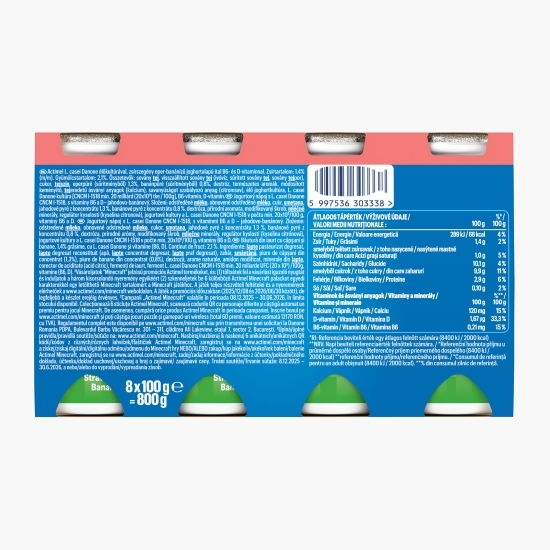 Iaurt de băut cu căpșuni și banane 8x100g