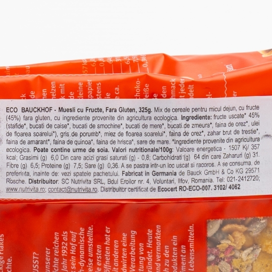 Musli eco cu fructe crocante fără gluten 325g