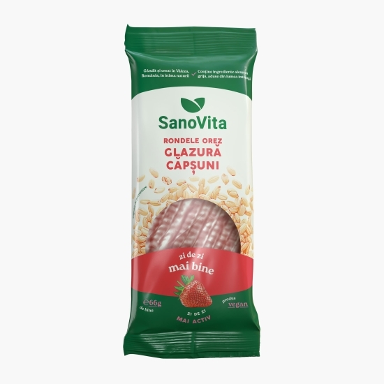 Rondele din orez cu glazură de căpșuni 66g