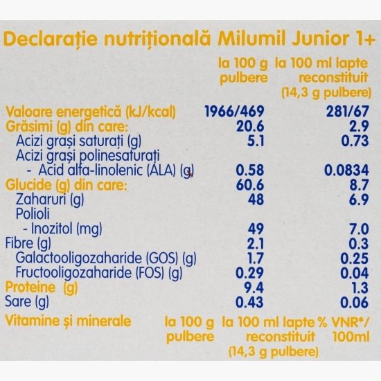 Formulă de lapte Junior, +1 an, 600g