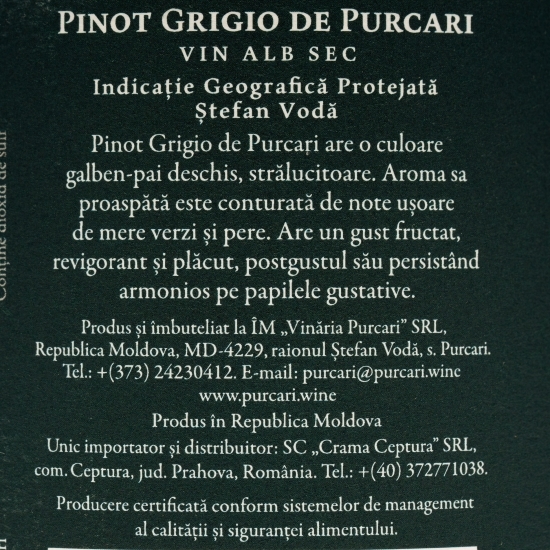 Vin alb sec Nocturne Pinot Grigio, 12%, 0.75l