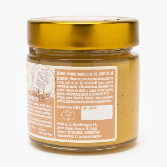 Miere cremă ecologică cu ghimbir și propolis 300g