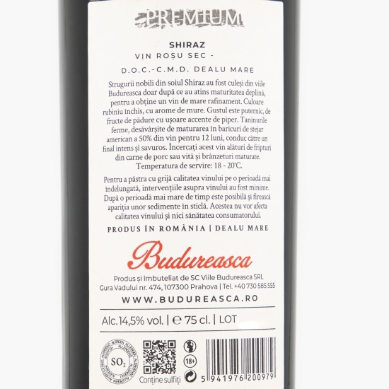Vin roșu sec Shiraz, 14.5%, 750ml