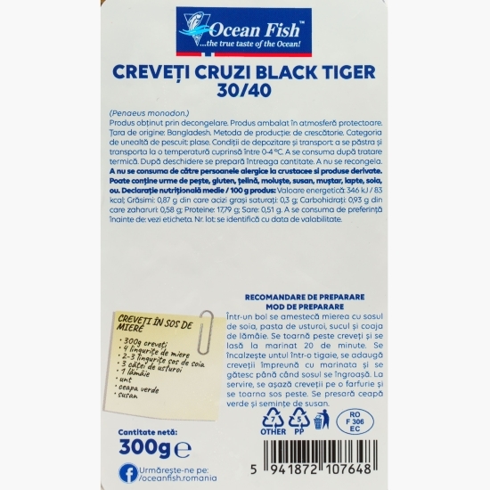 Creveți cruzi Black Tiger 30/40 300g