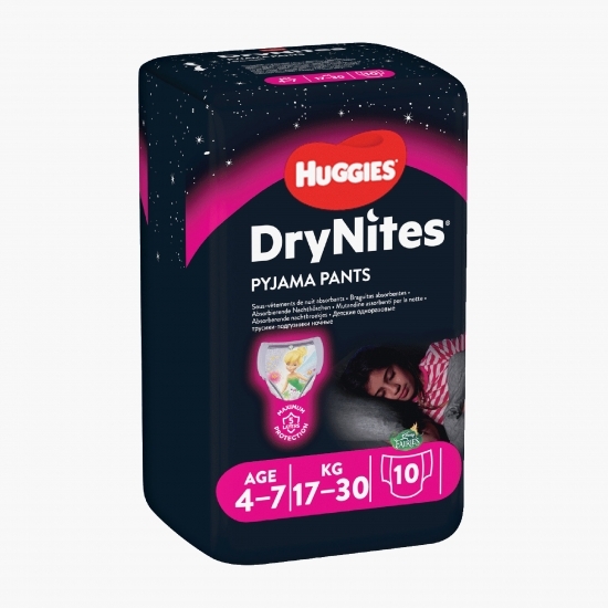 Scutece incontinență DryNites fete, 4-7 ani, 17-30kg, 10 buc