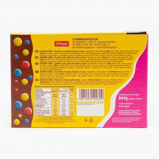 Biscuiți cremă lapte și cacao Zurli 864g (24x36g)