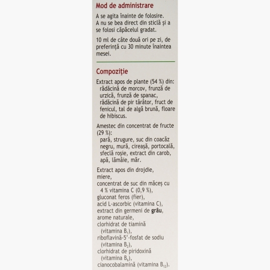 Formulă lichidă de fier și vitamine Floradix 500ml