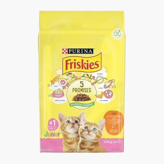 Hrană uscată pentru pisici Junior, 10kg, pui, lapte și legume