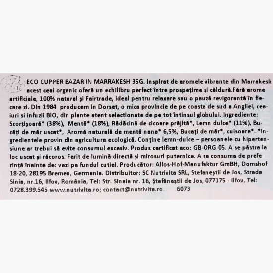 Ceai eco Marrakesh Markets, 20 plicuri, 35g