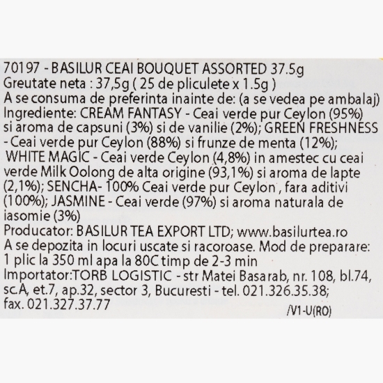 Ceai verde asortat Bouquet, 25 plicuri