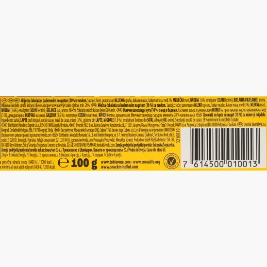 Ciocolată cu lapte, nuga, miere și nuga cu migdale 100g