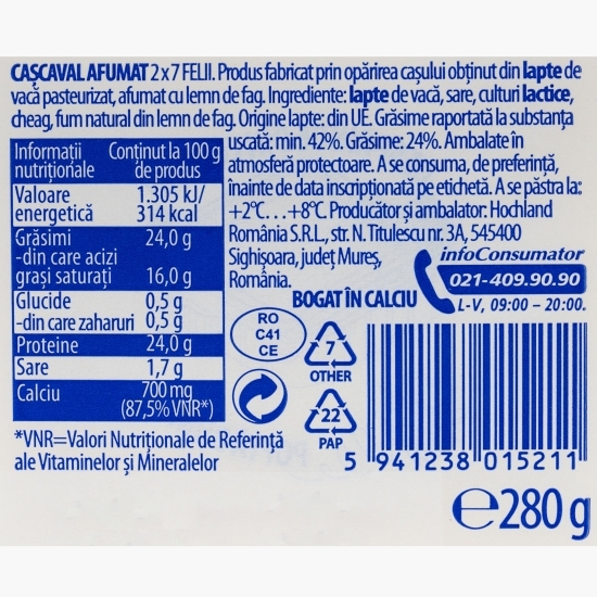 Cașcaval afumat, felii 280g