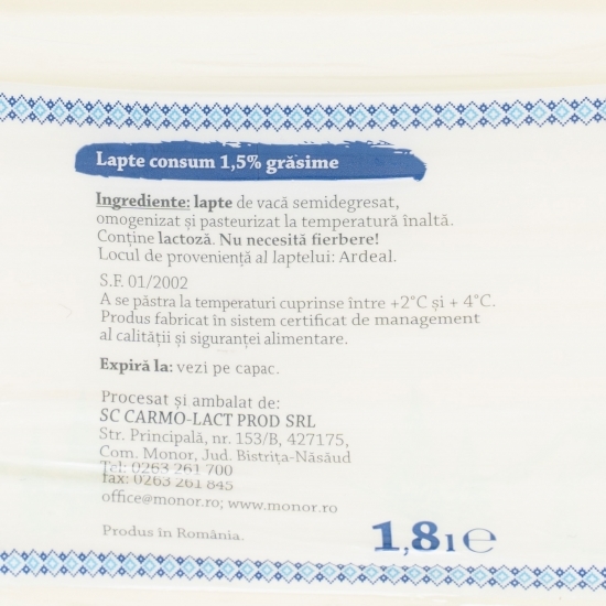 Lapte consum 1.5% grăsime 1.8l